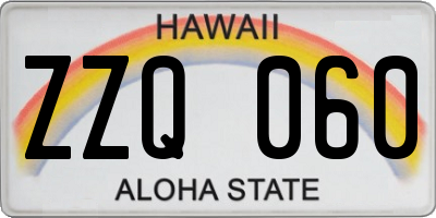 HI license plate ZZQ060