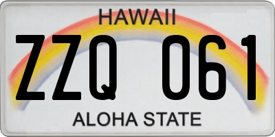 HI license plate ZZQ061