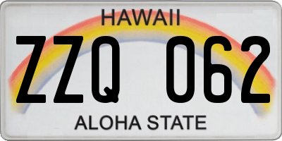 HI license plate ZZQ062