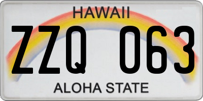 HI license plate ZZQ063