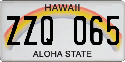 HI license plate ZZQ065