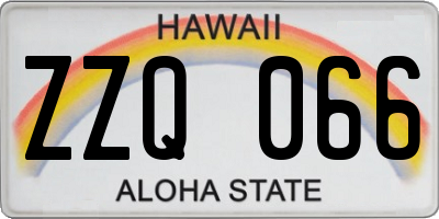 HI license plate ZZQ066