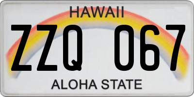 HI license plate ZZQ067