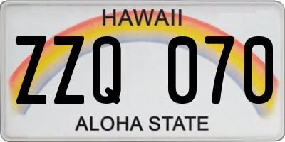 HI license plate ZZQ070