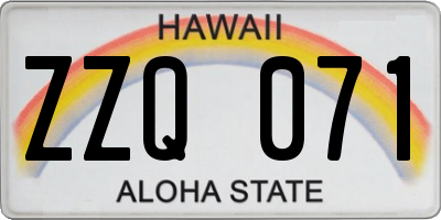 HI license plate ZZQ071