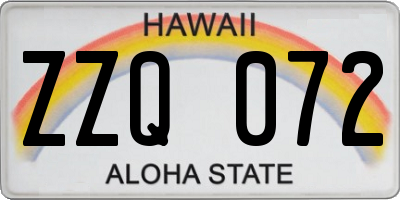 HI license plate ZZQ072