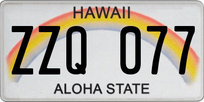 HI license plate ZZQ077