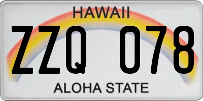 HI license plate ZZQ078