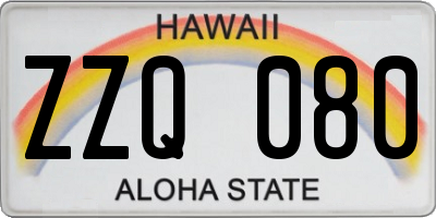 HI license plate ZZQ080