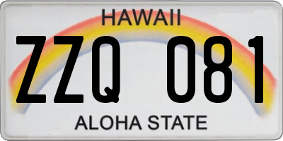 HI license plate ZZQ081