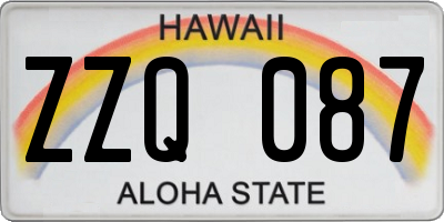 HI license plate ZZQ087