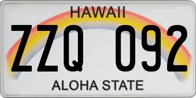 HI license plate ZZQ092