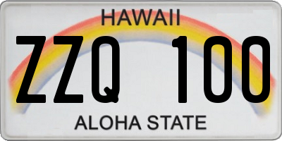 HI license plate ZZQ100