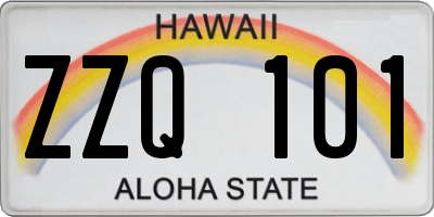 HI license plate ZZQ101