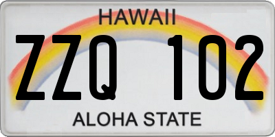 HI license plate ZZQ102