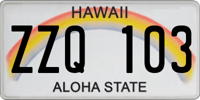 HI license plate ZZQ103