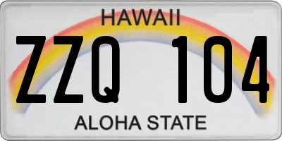 HI license plate ZZQ104