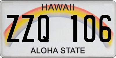 HI license plate ZZQ106