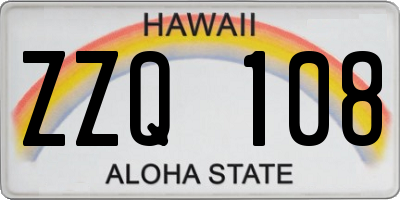 HI license plate ZZQ108