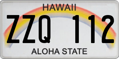 HI license plate ZZQ112