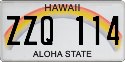 HI license plate ZZQ114