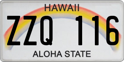 HI license plate ZZQ116