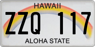 HI license plate ZZQ117