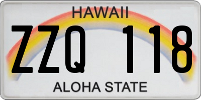 HI license plate ZZQ118