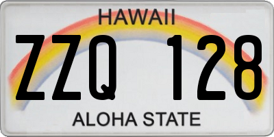 HI license plate ZZQ128