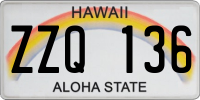 HI license plate ZZQ136