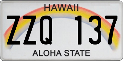 HI license plate ZZQ137