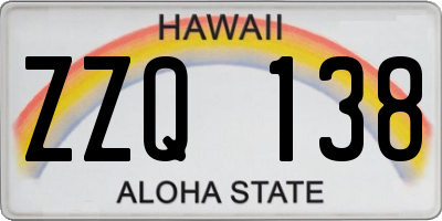 HI license plate ZZQ138