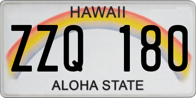 HI license plate ZZQ180