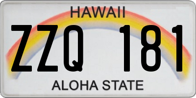 HI license plate ZZQ181