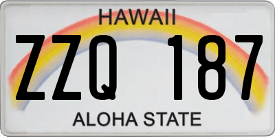 HI license plate ZZQ187