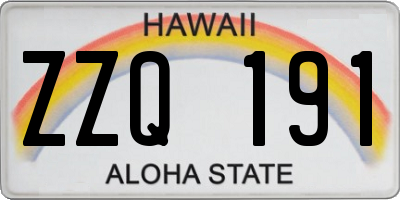 HI license plate ZZQ191