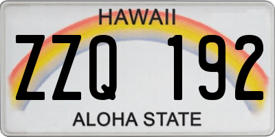 HI license plate ZZQ192