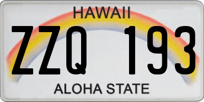 HI license plate ZZQ193