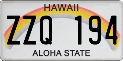 HI license plate ZZQ194