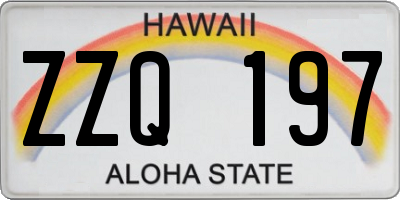 HI license plate ZZQ197