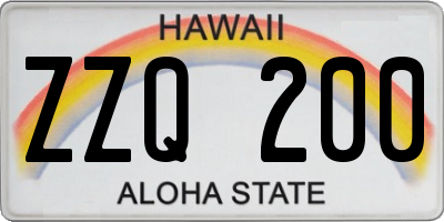 HI license plate ZZQ200