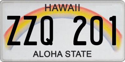 HI license plate ZZQ201