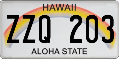 HI license plate ZZQ203