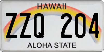 HI license plate ZZQ204