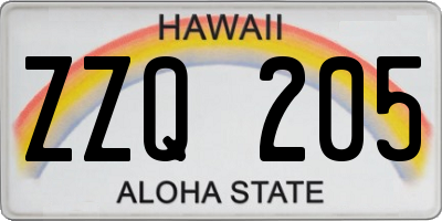 HI license plate ZZQ205