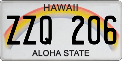 HI license plate ZZQ206