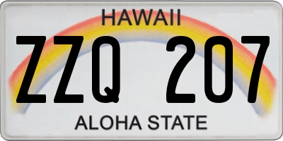 HI license plate ZZQ207