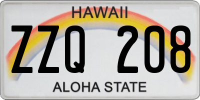 HI license plate ZZQ208