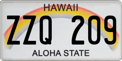 HI license plate ZZQ209