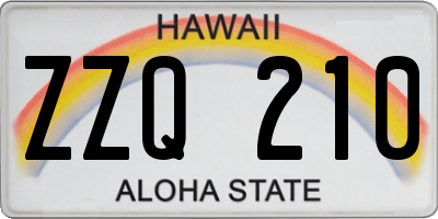 HI license plate ZZQ210